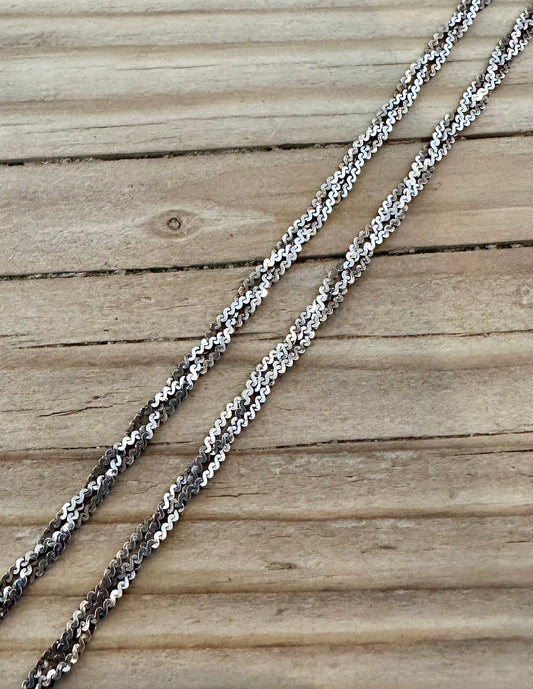 Vintage Italian Braided Herringbone 925 Silver 16.4 inch Necklace