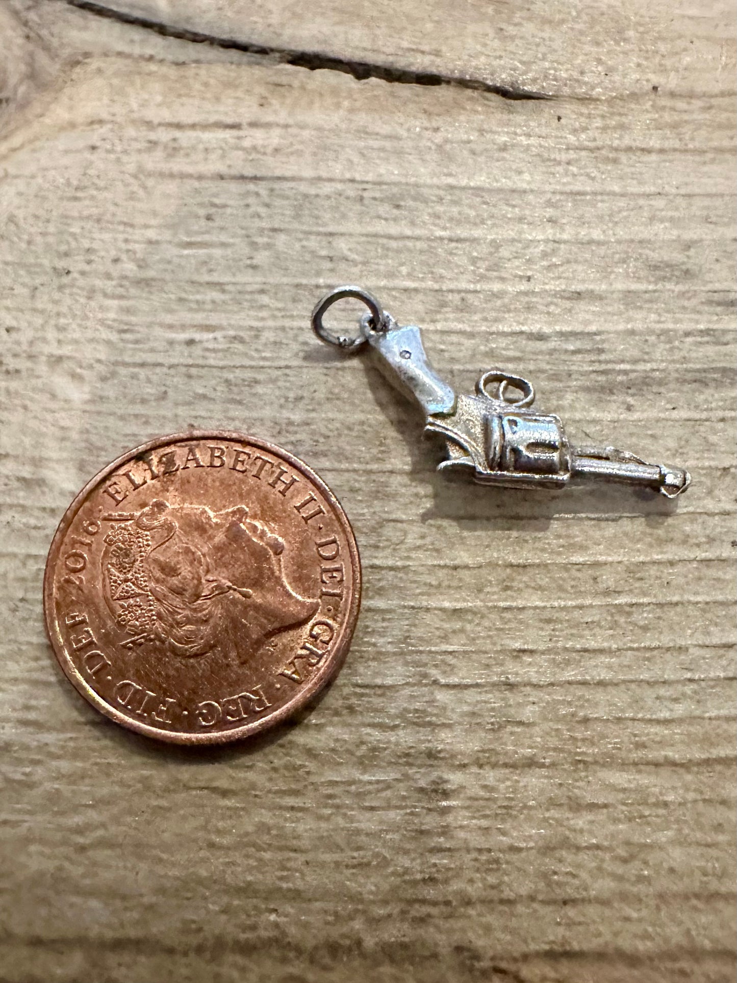 Vintage Pistol Gun Revolver 925 Silver Charm Pendant