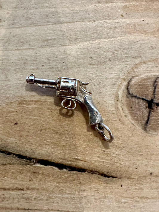 Vintage Pistol Gun Revolver 925 Silver Charm Pendant