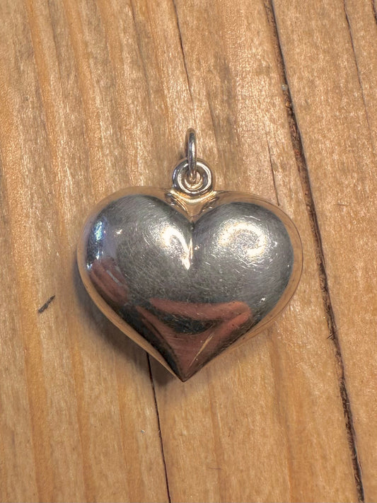 Vintage Puff Heart 925 Sterling Silver Pendant