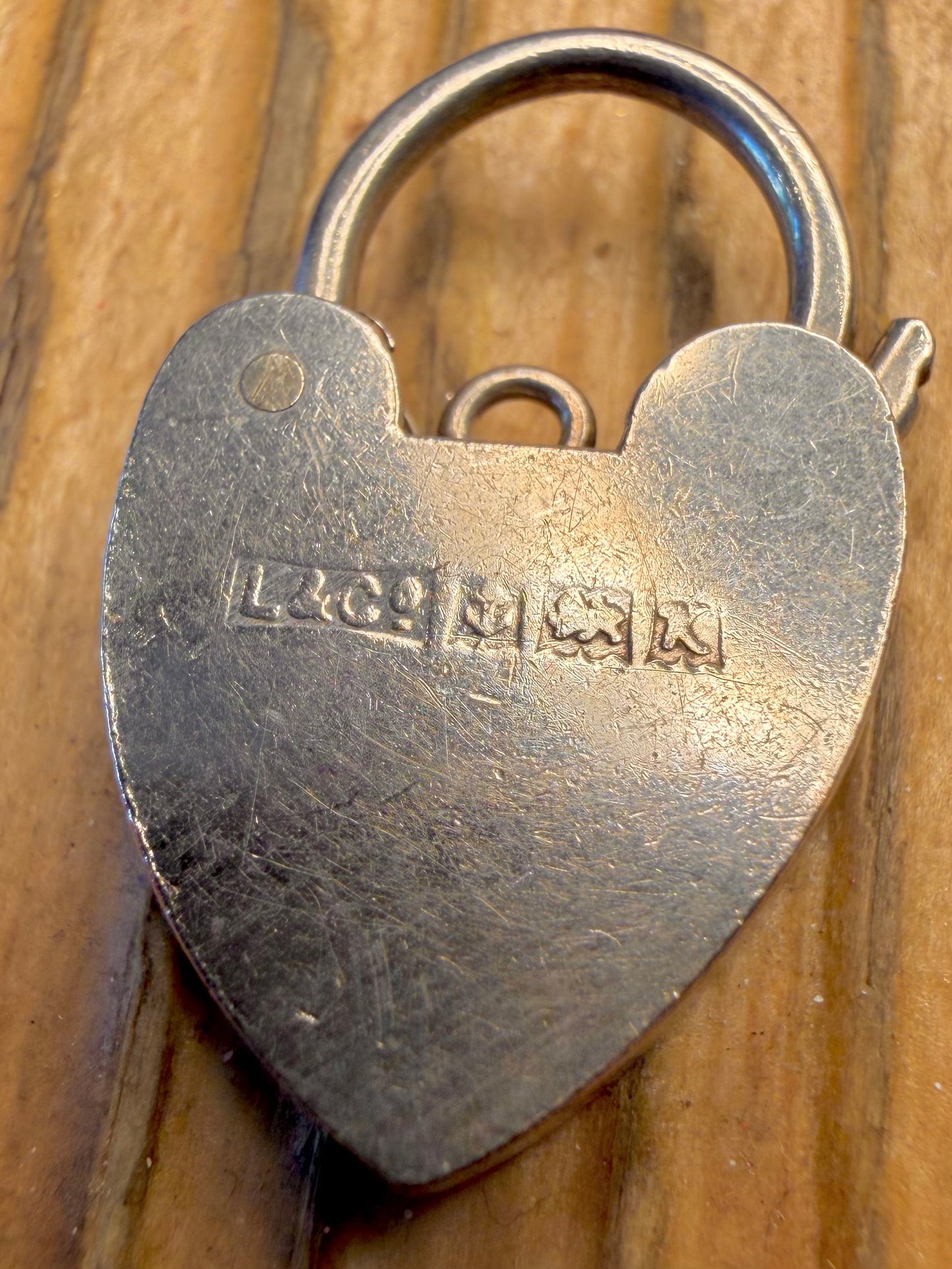 Large Heart 1959 Padlock Maker L&Co Birmingham 925 Sterling Silver Pendant