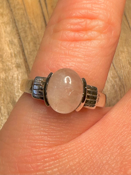 Modern 2005 Rose Quarts 925 Sterling Silver Size N1/2 Ring