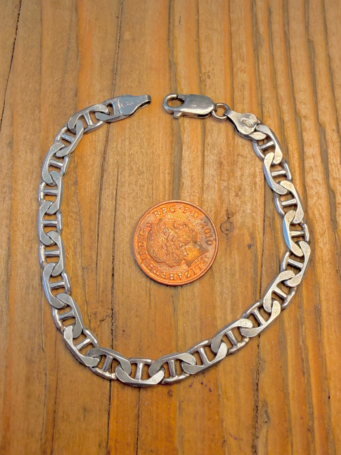 Mariner Link Chain Italy 925 Sterling Silver 7.8 inch Bracelet