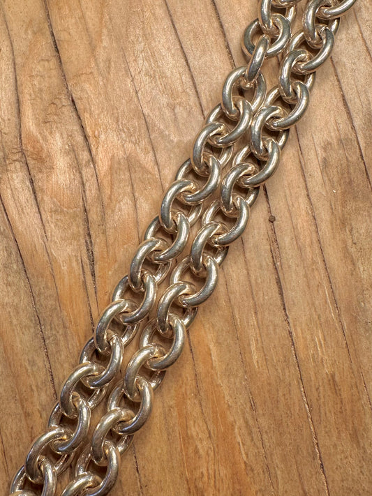 Vintage Chunky Oval Link 925 Sterling Silver 18 inch Necklace