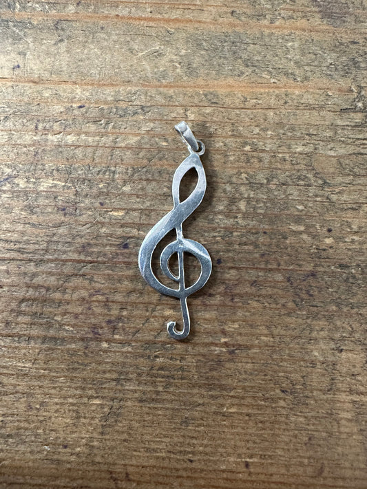 Vintage Music Note 925 Silver Pendant