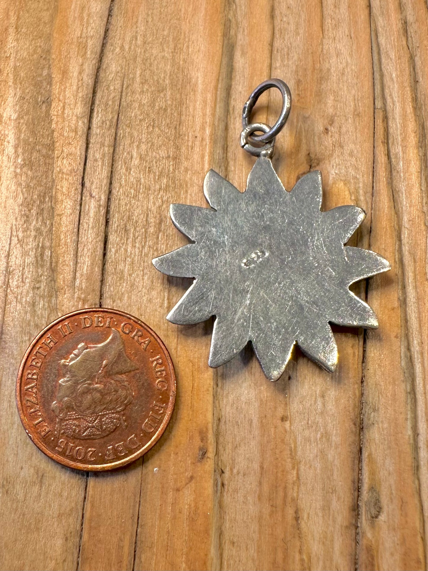 Vintage Sun Face 925 Sterling Silver Pendant