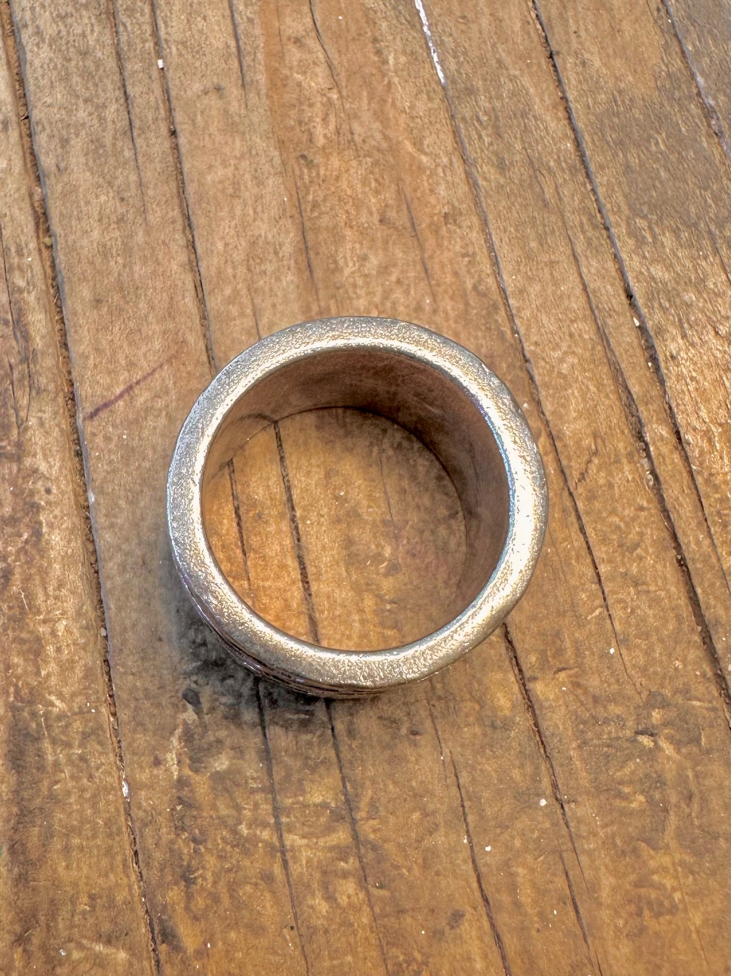Abstract Chunky Hammered 925 Sterling Silver Size T Ring