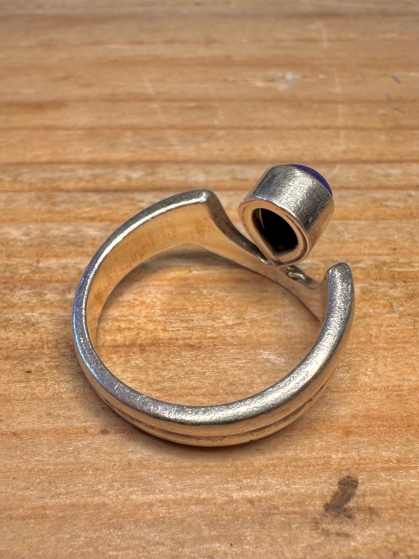 Abstract Lapis 925 Sterling Silver Size R Ring