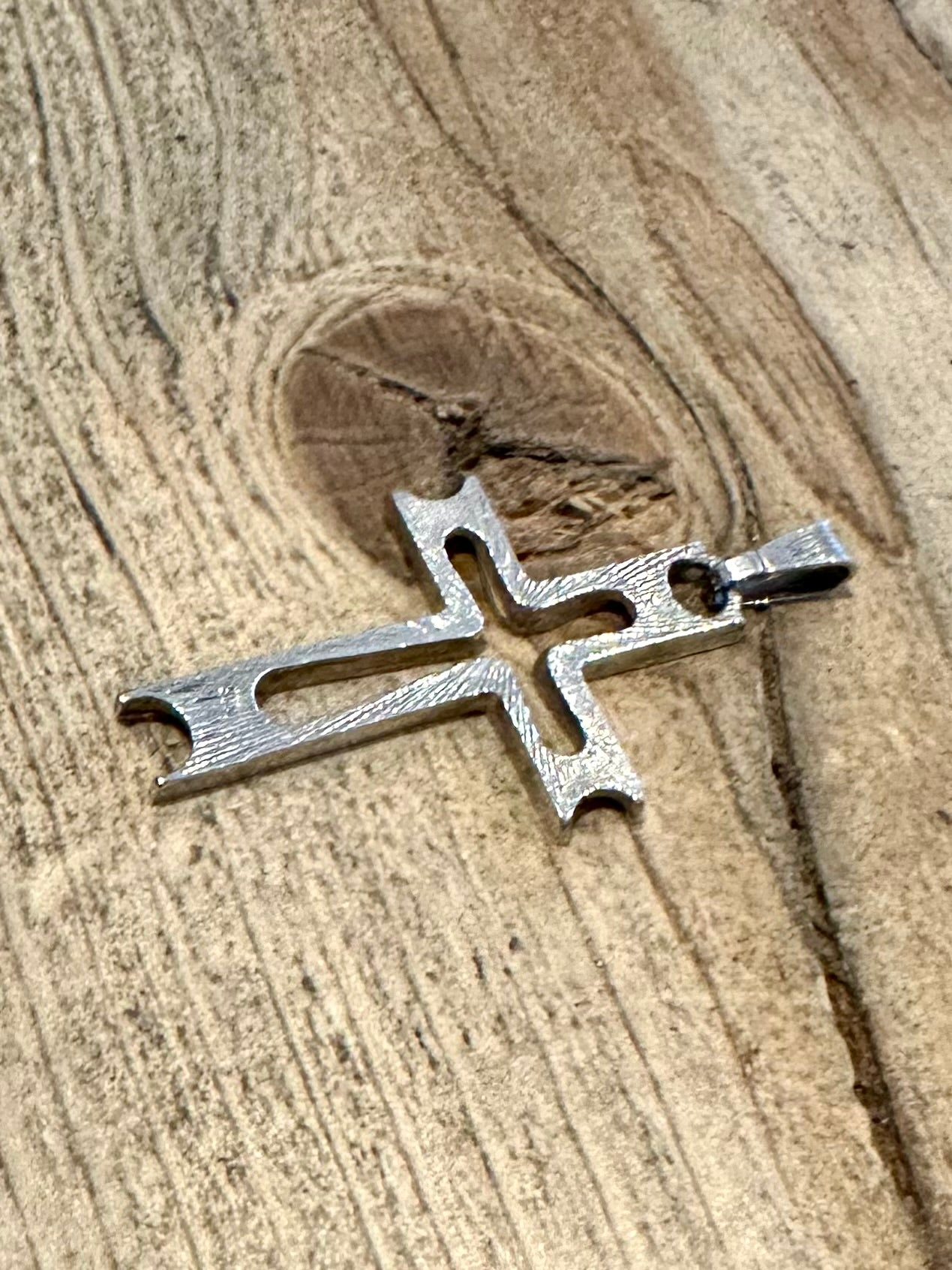 Vintage Abstract Cross 925 Sterling Silver Pendant