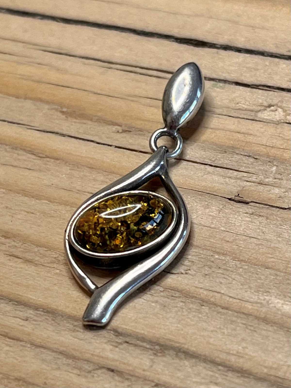 Yellow Amber 925 Sterling Silver Pendant