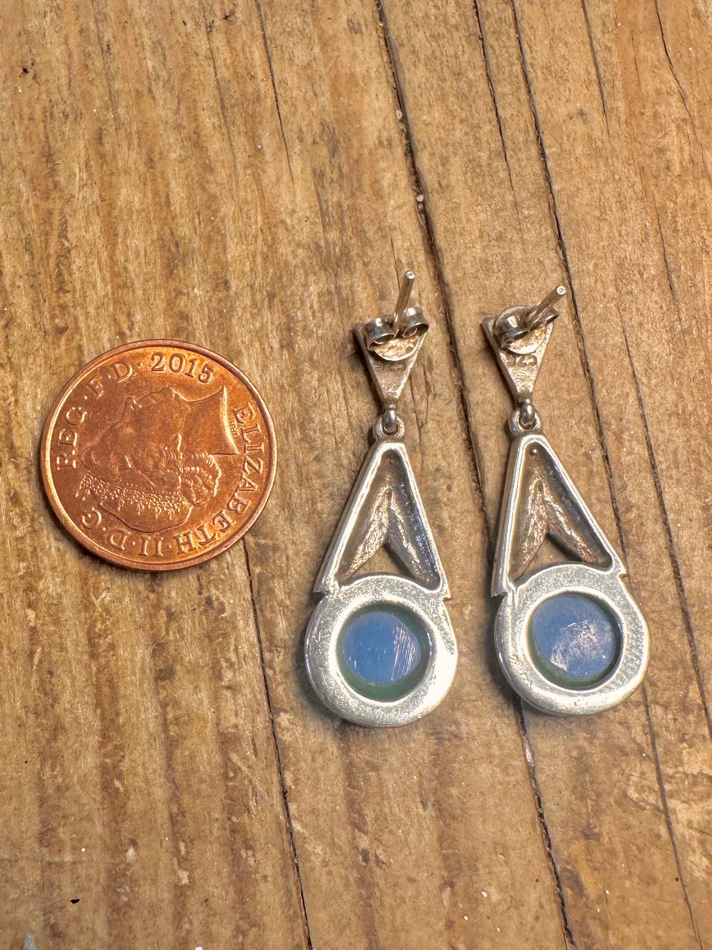 Mother of Pearl and Marcasite 925 Sterling Silver Earrings