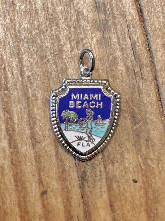 Miami Beech FLA Shield 925 Sterling Silver Charm Pendant