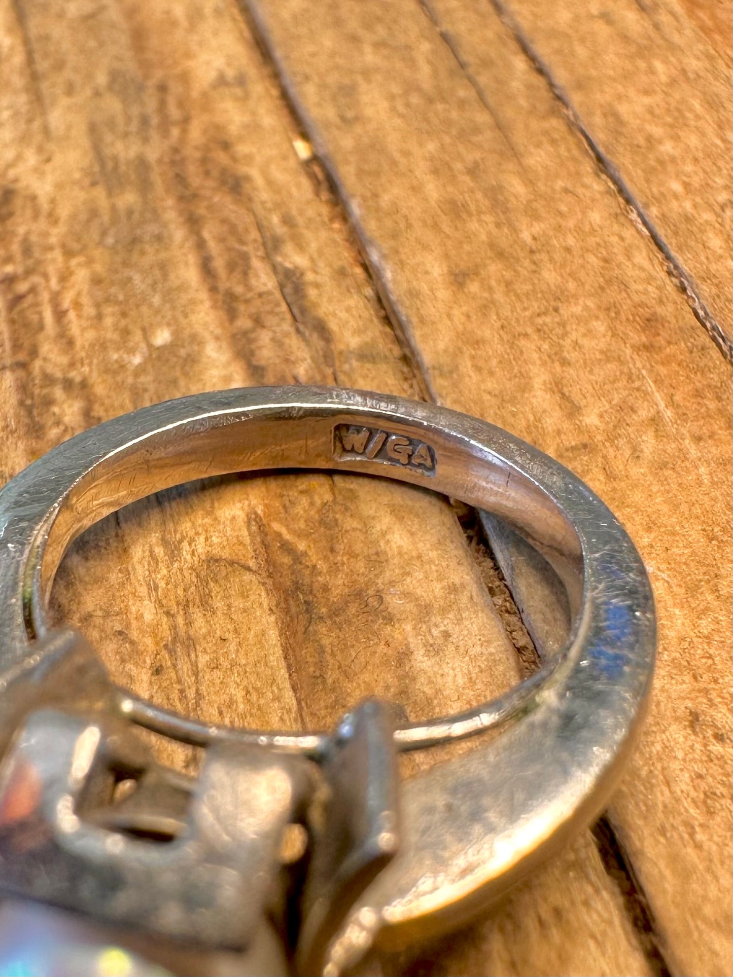 Abstract Pearl Marked W/GA Silver Size i1/2 Ring