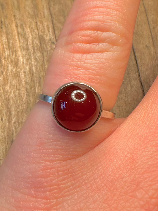 Vintage Carnelian Circle 925 Sterling Silver Size K Ring