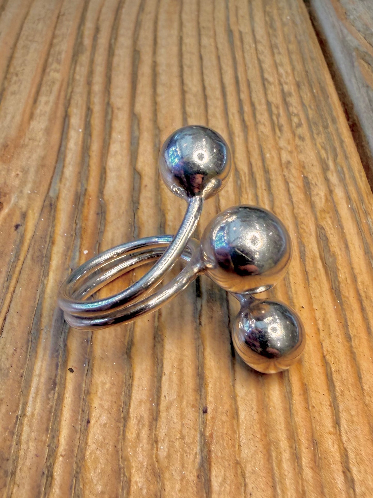 Modernist Multi Ball Wrap 925 Sterling Silver Size O Ring