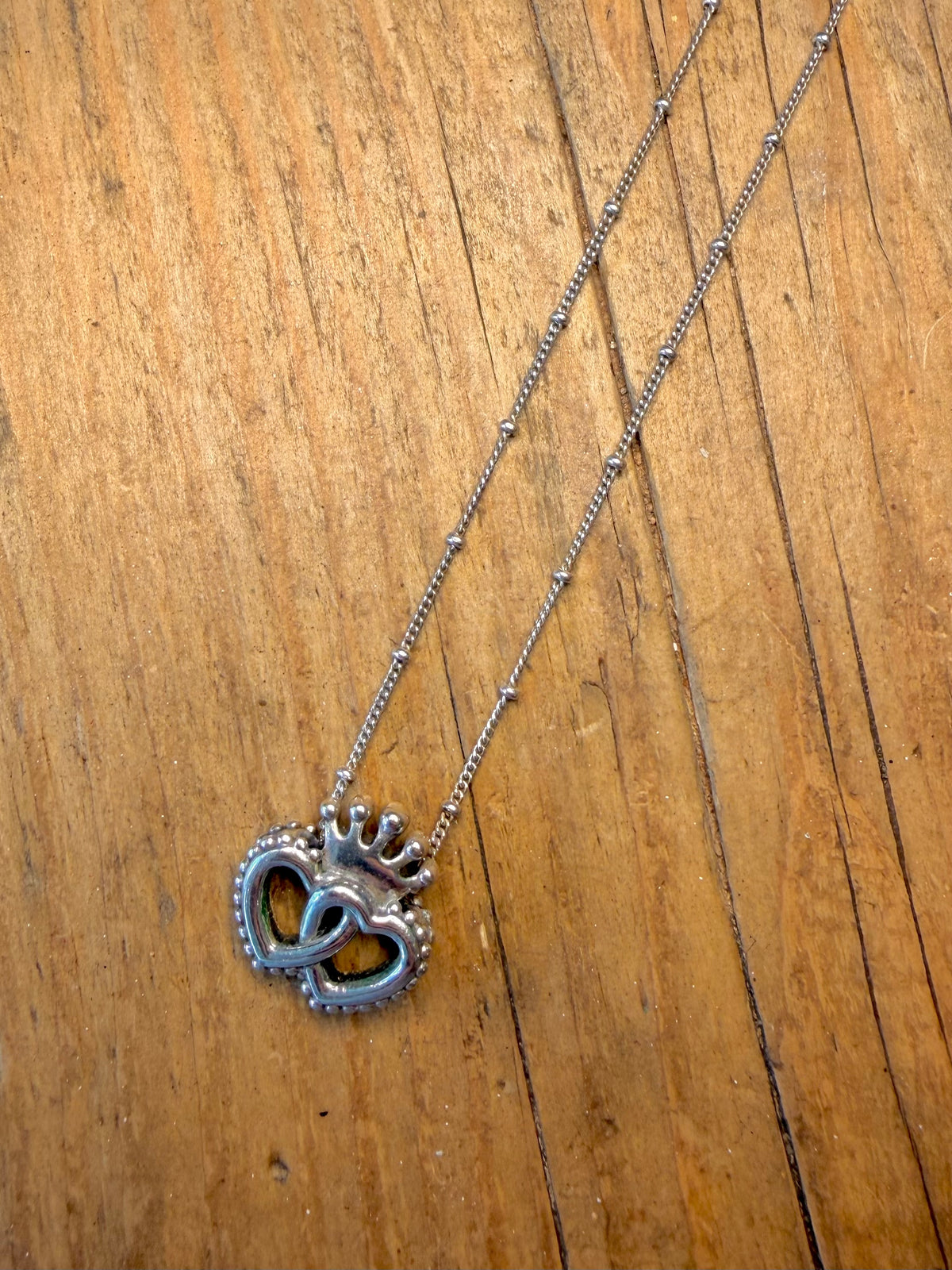 Pandora Regal Hearts United 925 Sterling Silver 15.75 to 18.5 inch Necklace