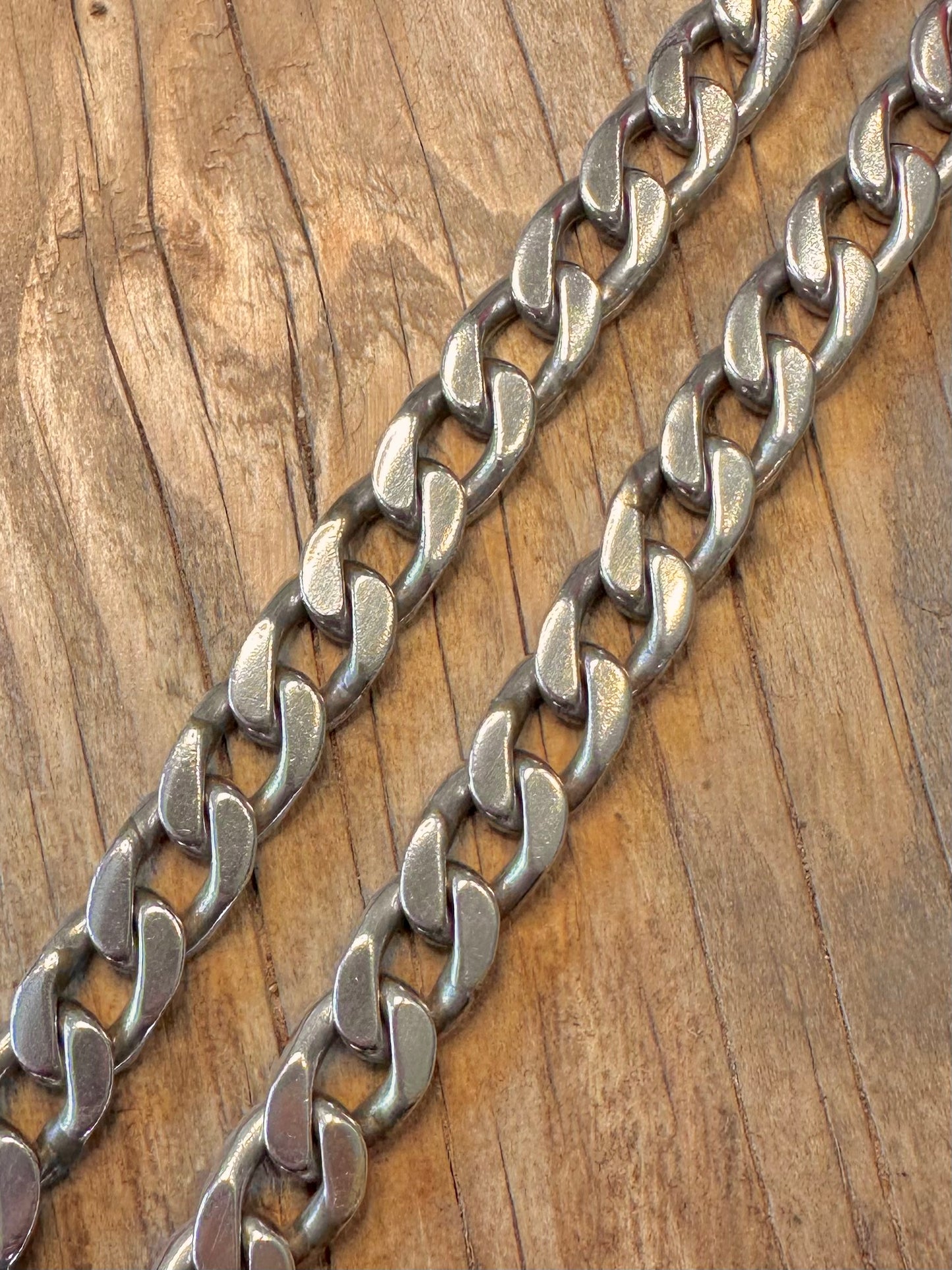 Massive schwere Panzerketten-Gliederkette mit Kastenverschluss aus 925er Sterlingsilber, 48 cm
