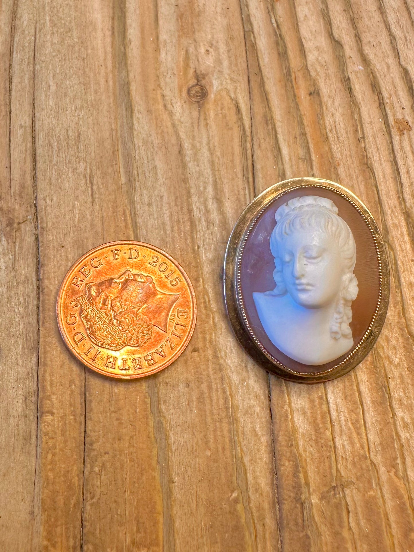 9ct Gold 1963 Cameo High Relief Maker E.J.CY&Co Brooch