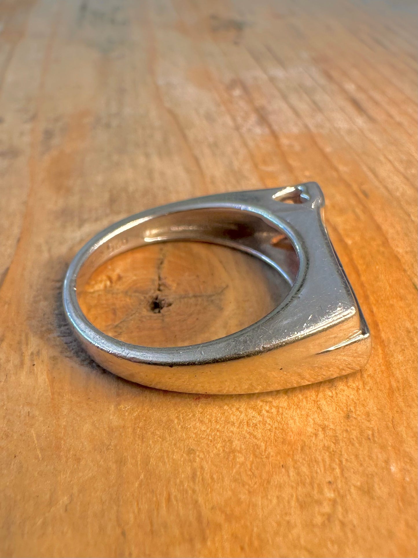 Orange Stone Line with Heart Cut Out 925 Sterling Silver Size O Ring