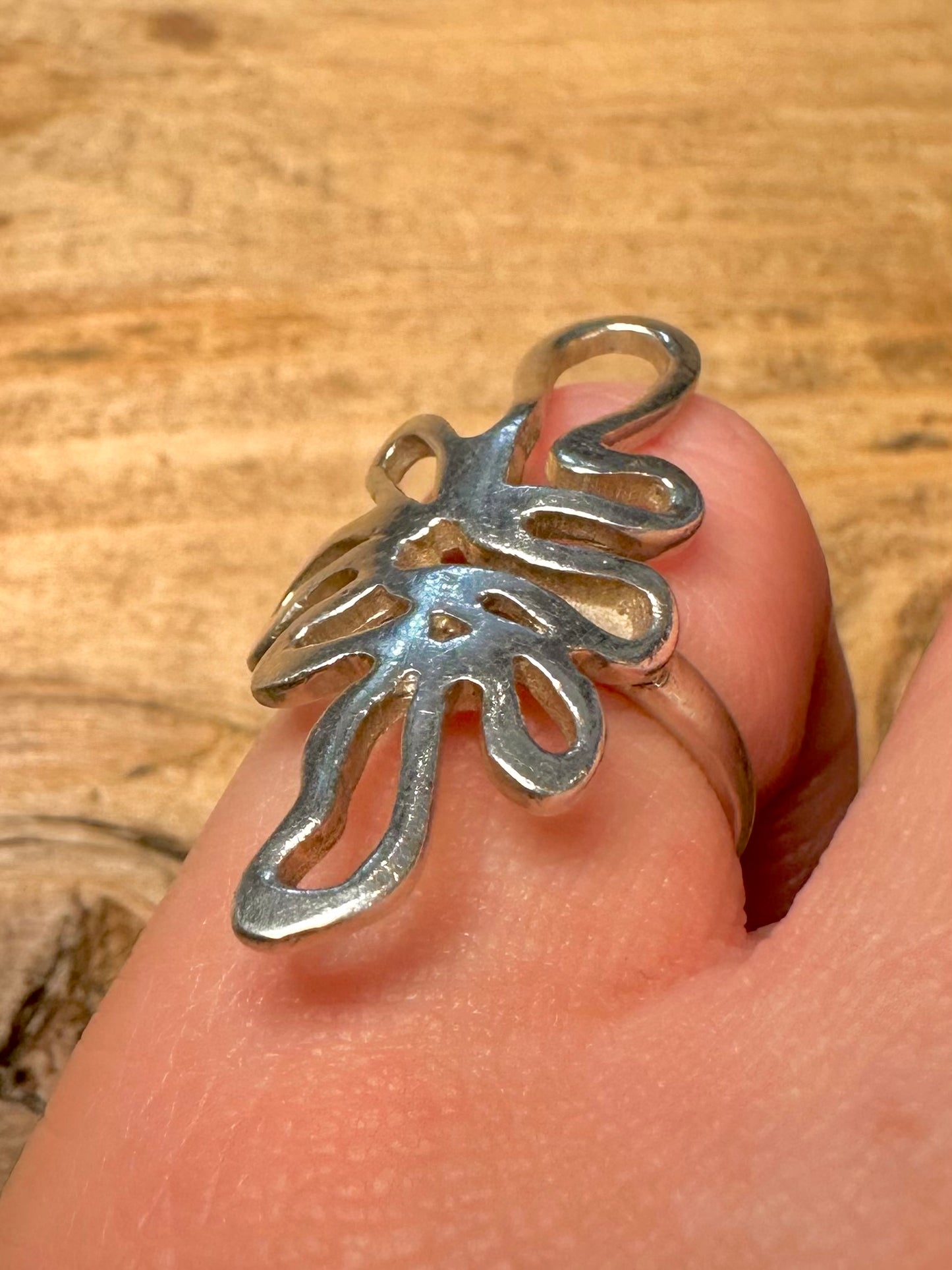 Abstract Splat Style 925 Silver Size K Ring