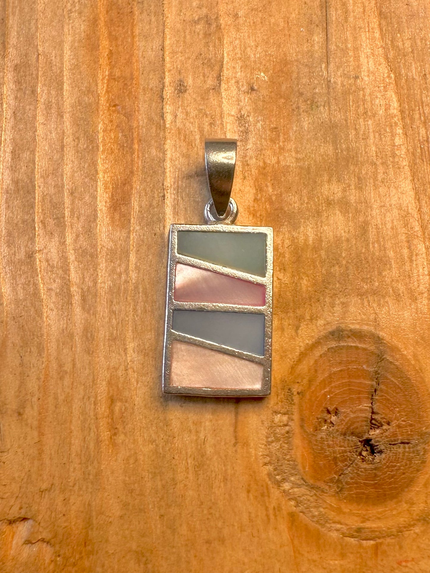 Multi Coloured Mother of Pearl 925 Sterling Silver Pendant