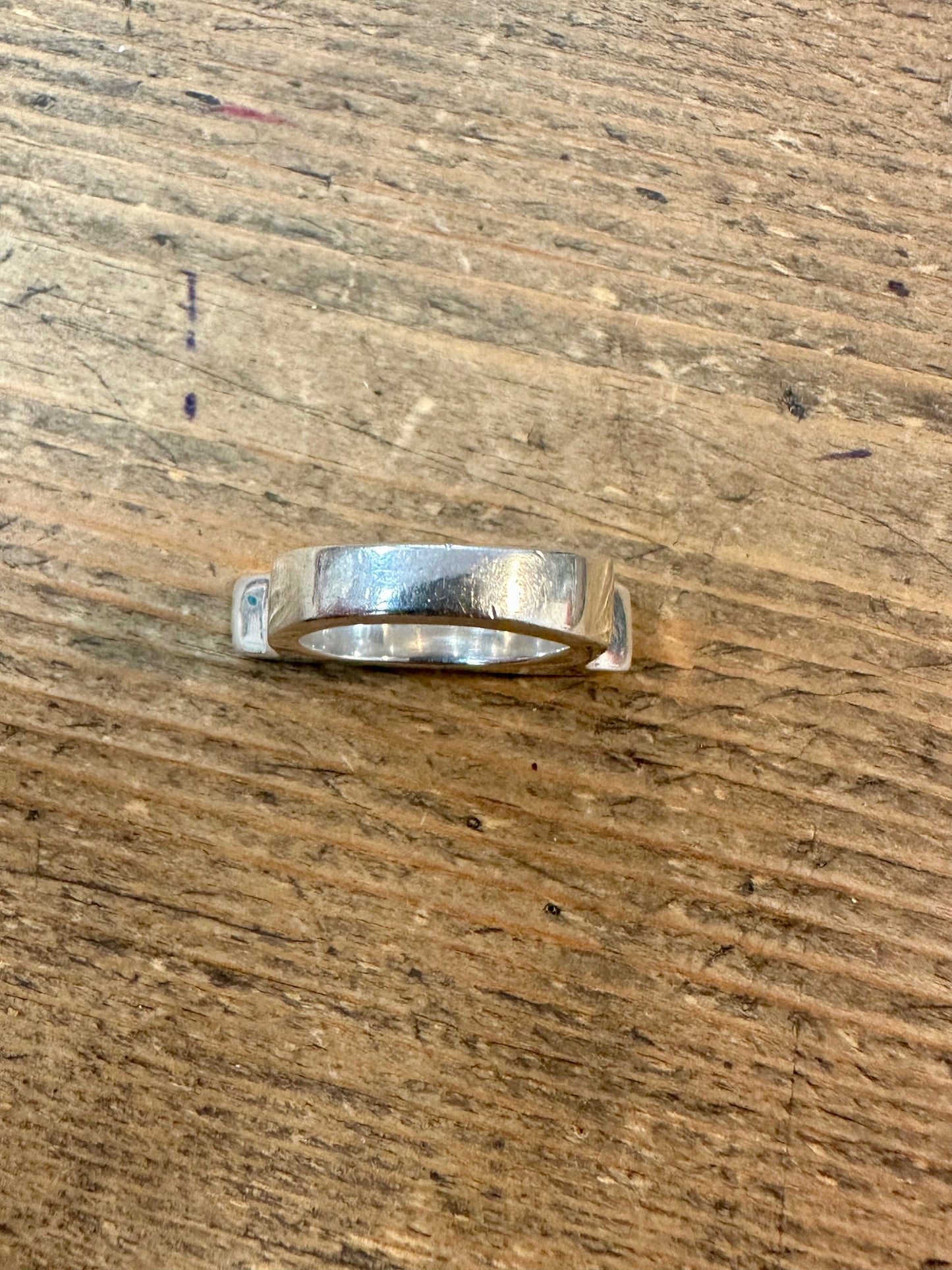 Modernist Bar Hammered 925 Silver Size L Ring