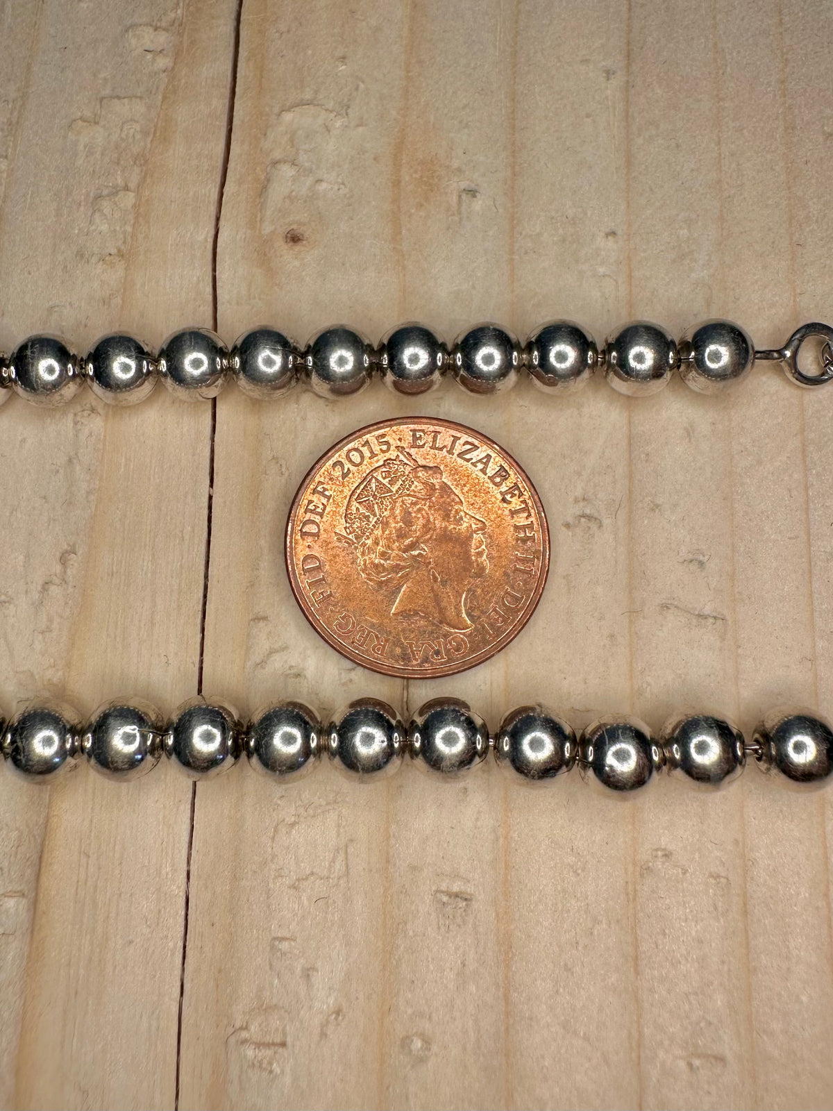 Bead Ball Chain 925 Sterling Silver 7.25 inch Bracelet