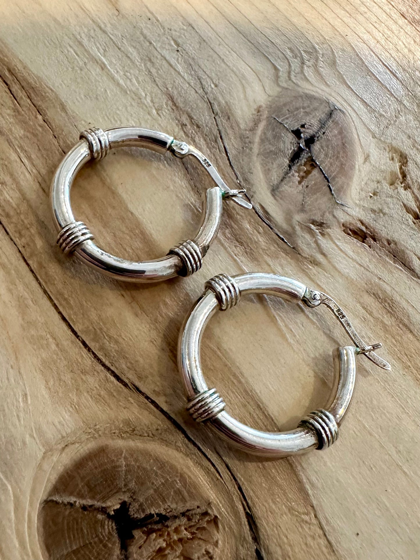 Abstract Chunky Hoops 925 Silver Earrings