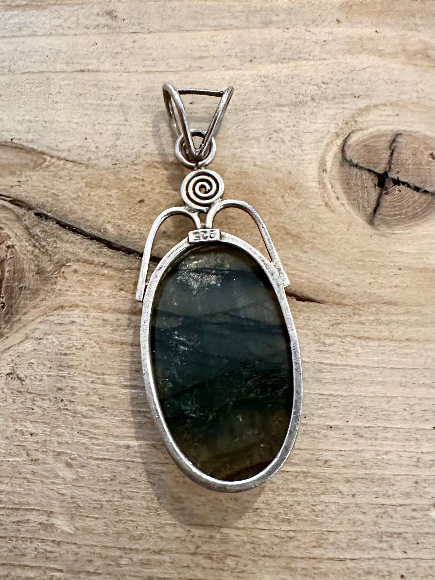 Vintage Faceted Labradorite 925 Silver Pendant