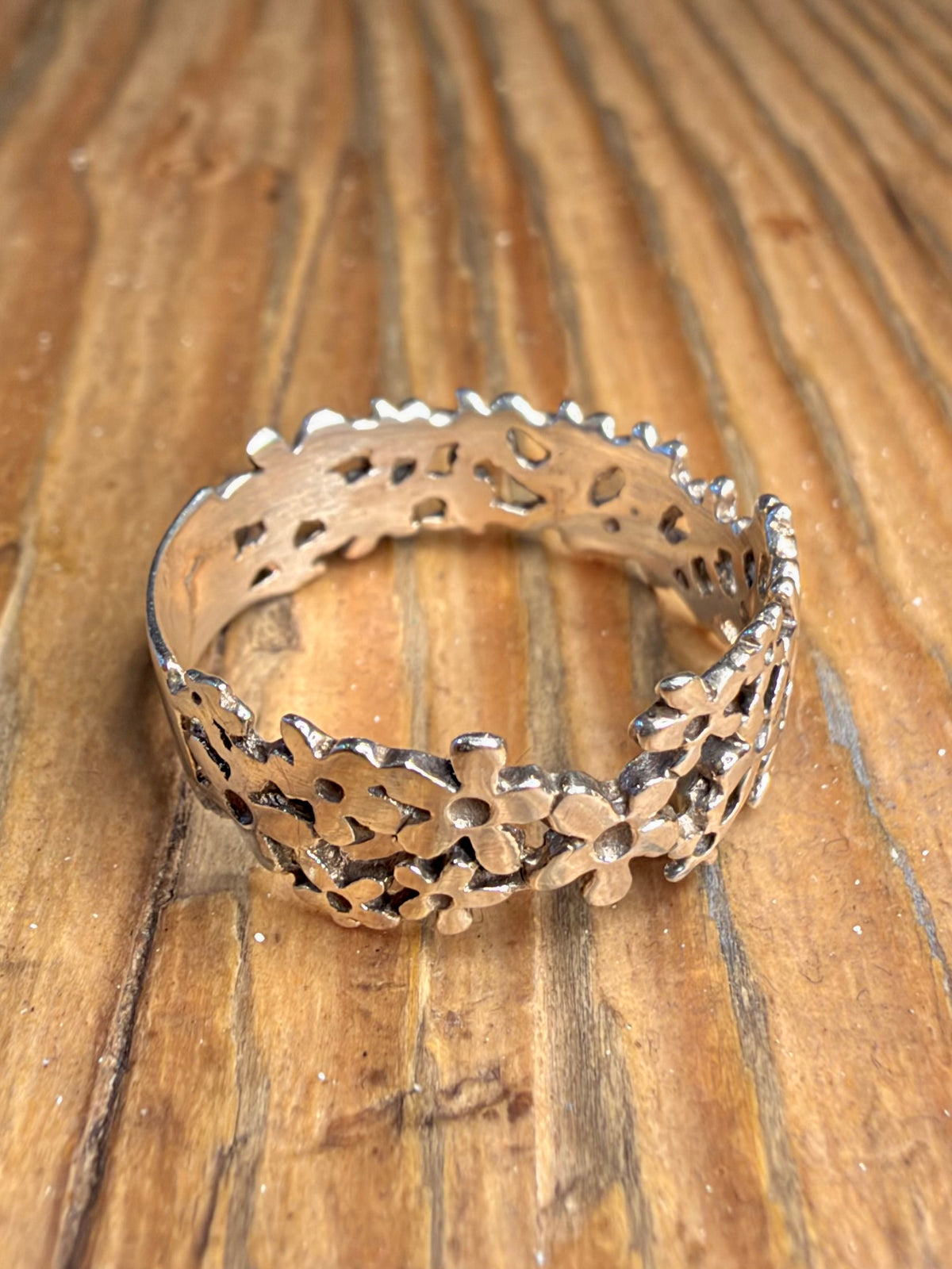 Daisy Flower Band 925 Sterling Silver Size Q1/2 Ring