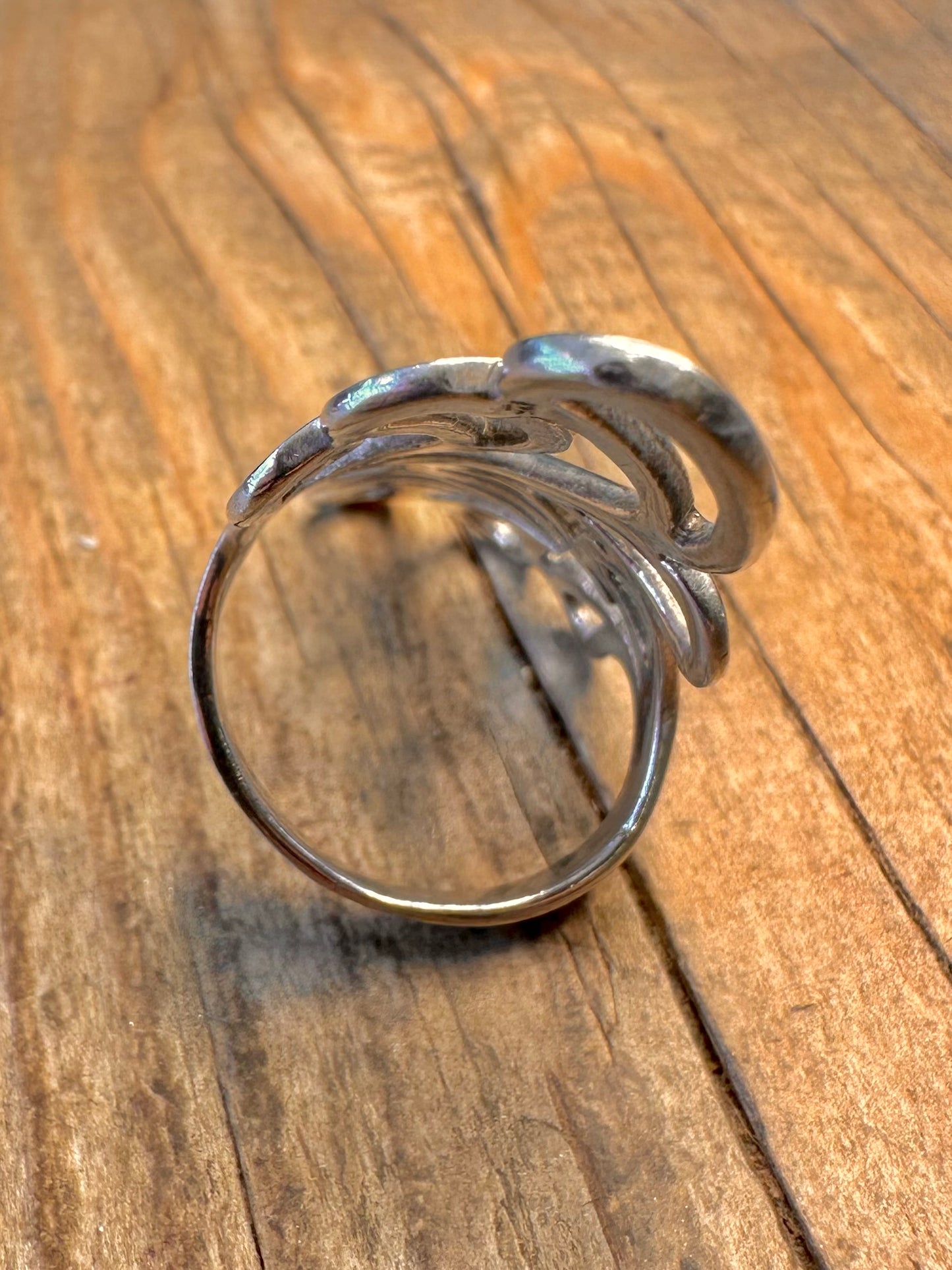 Long Open Cut 925 Sterling Silver Size Q Ring