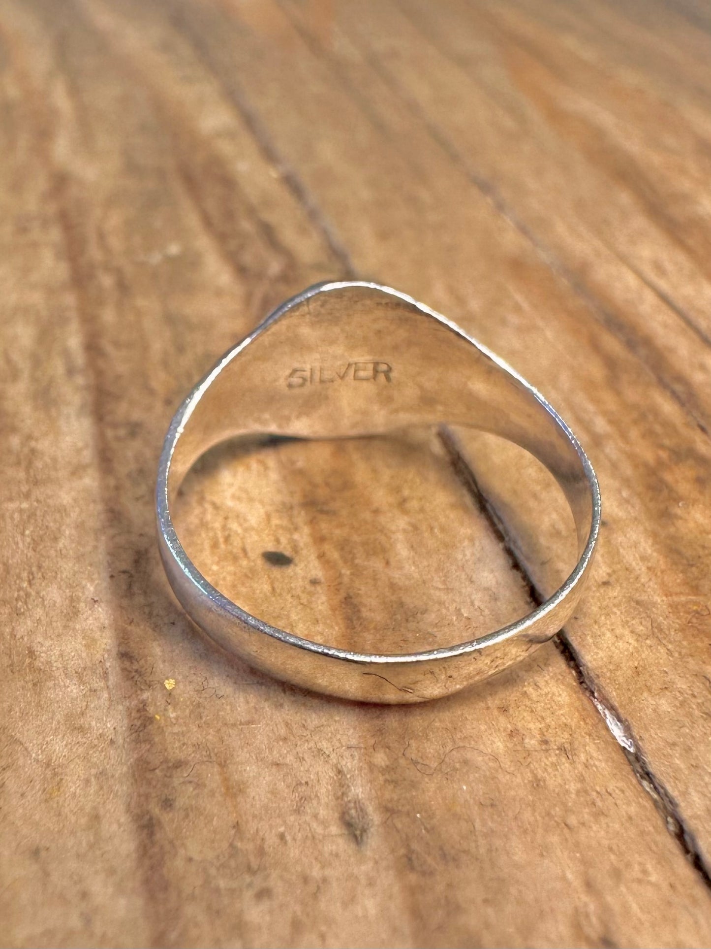 Engraved Signet 925 Sterling Silver Size H Ring