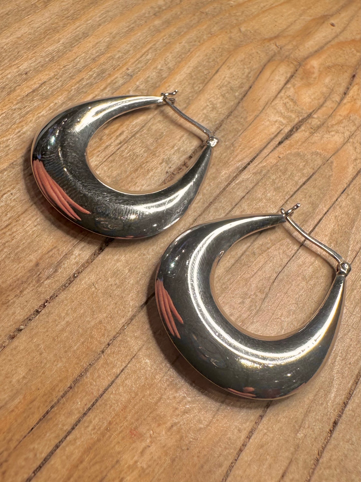 Vintage Chunky Hoops 925 Sterling Silver Earrings