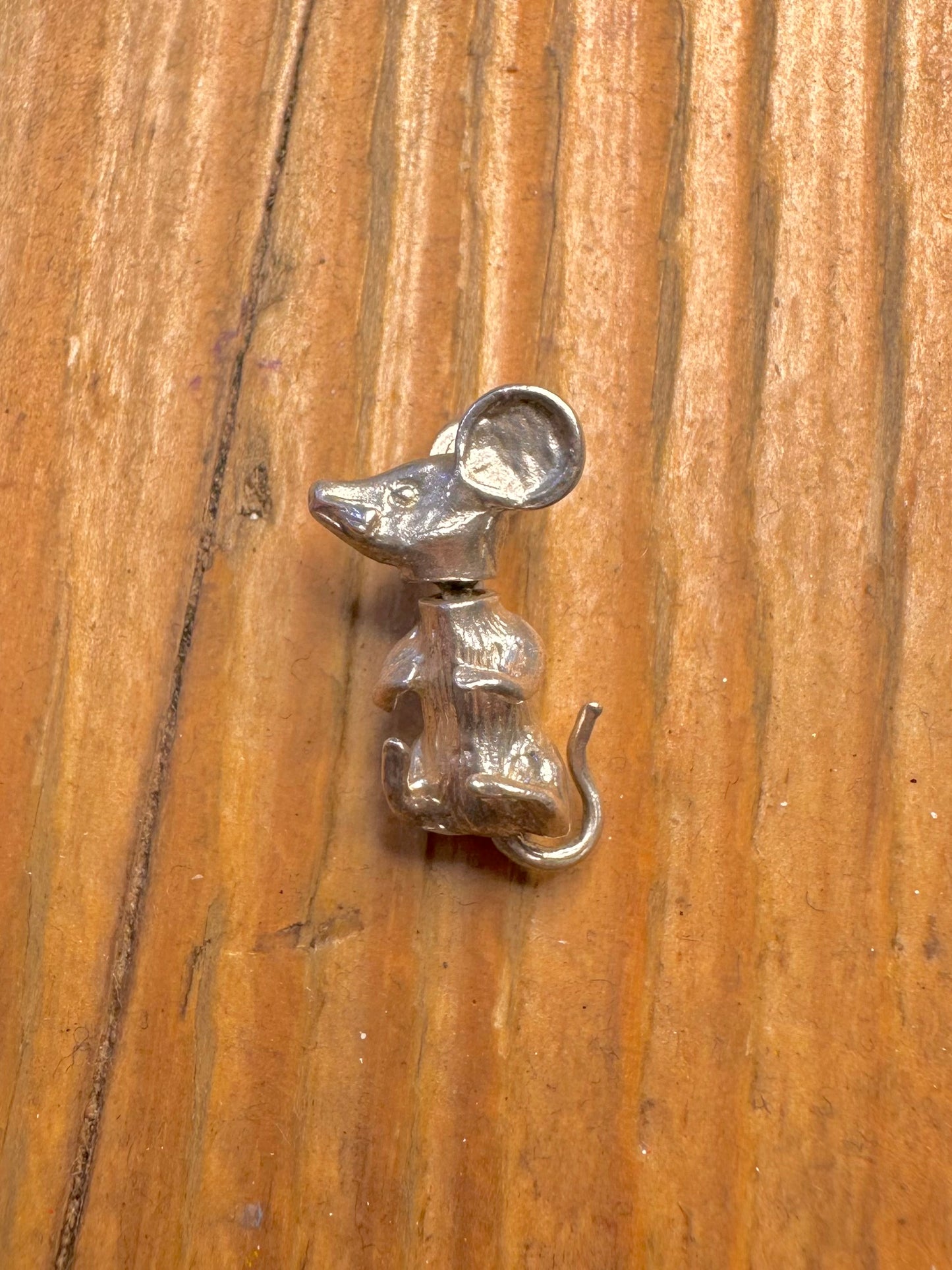 Articulated Mouse Rotating 925 Sterling Silver Charm Pendant
