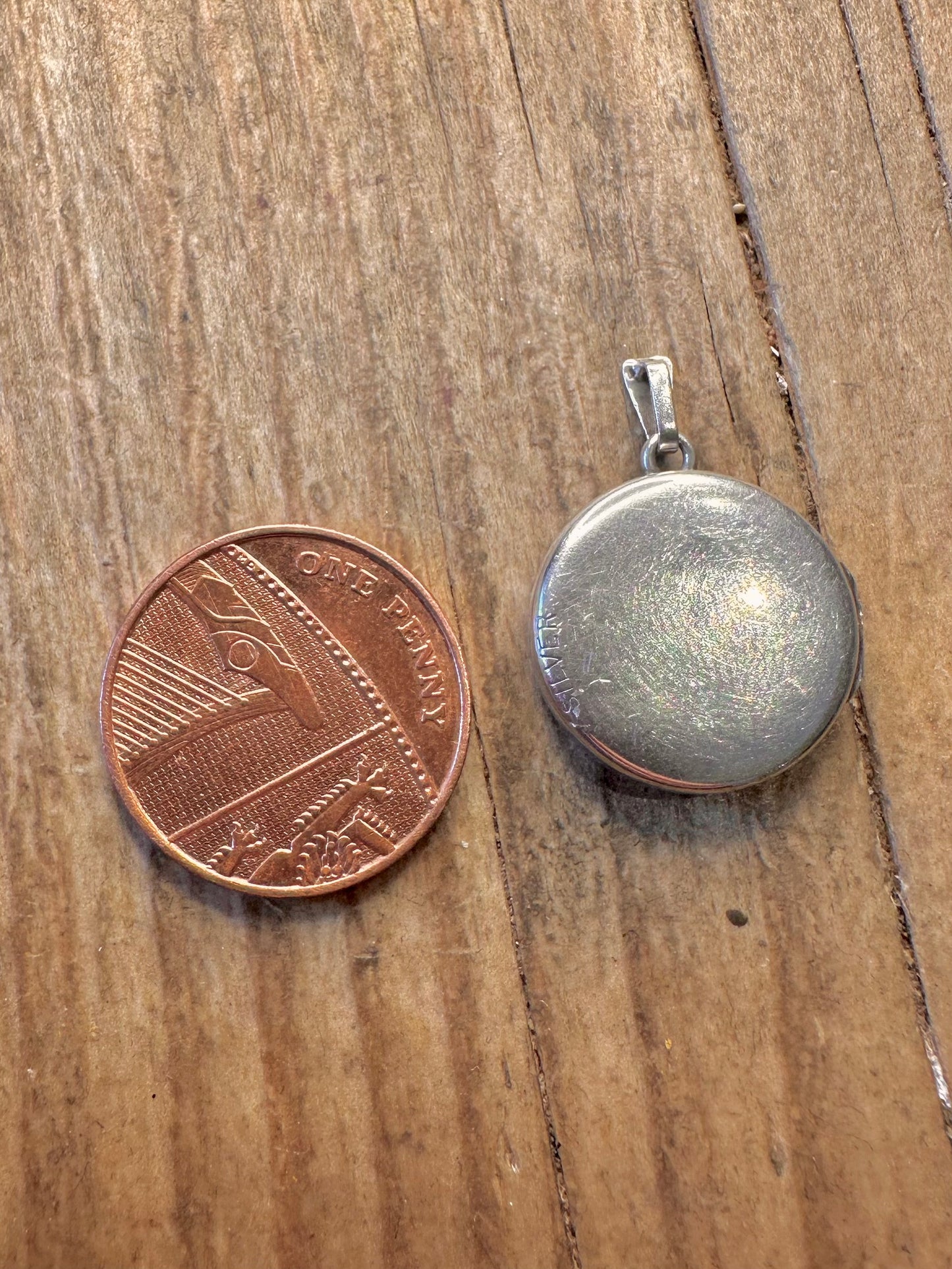 Gravierter Kreis-Medaillon 925 Sterling Silber Anhänger