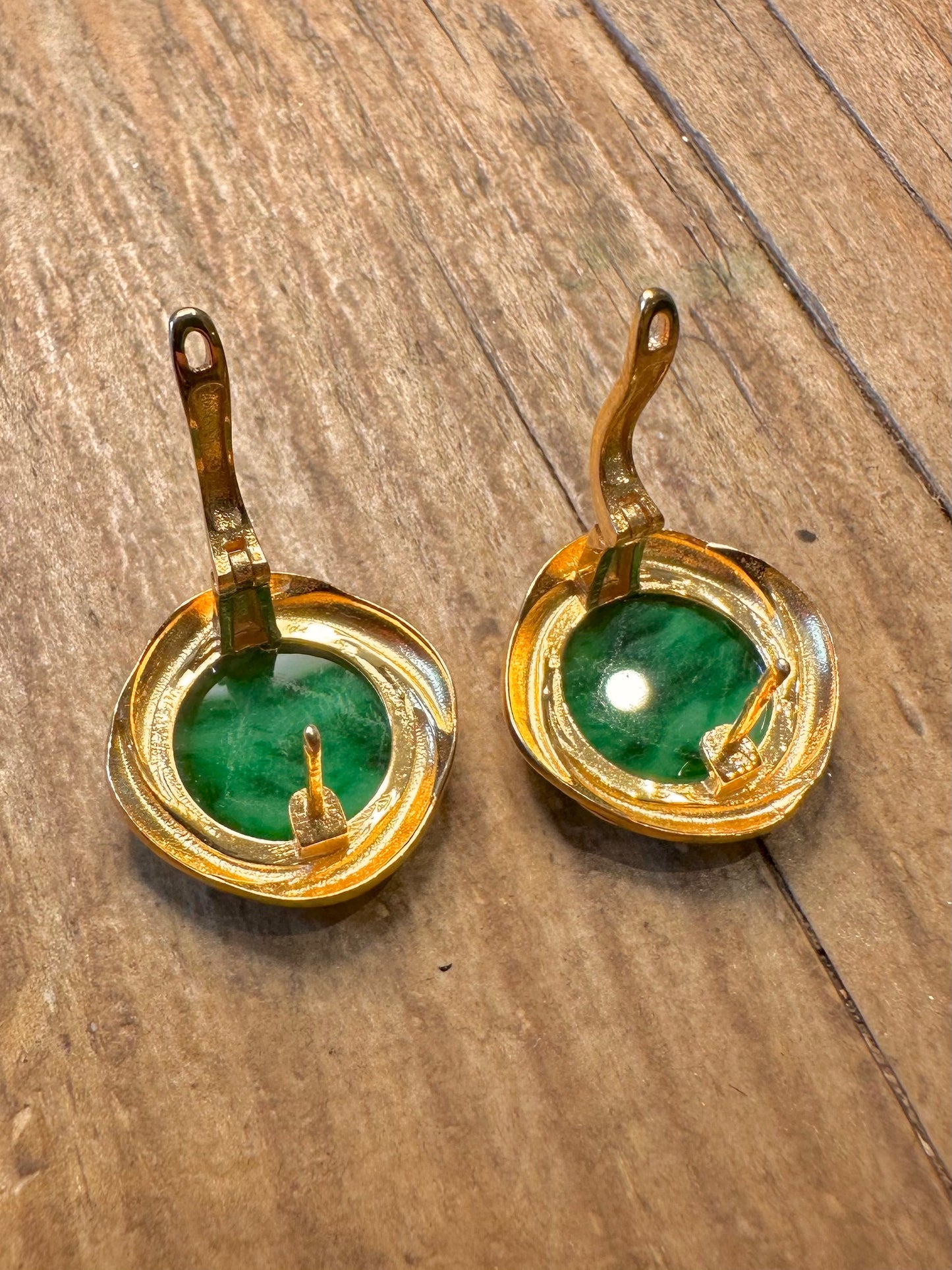 Green Circle Stud Gold 925 Sterling Silver Earrings