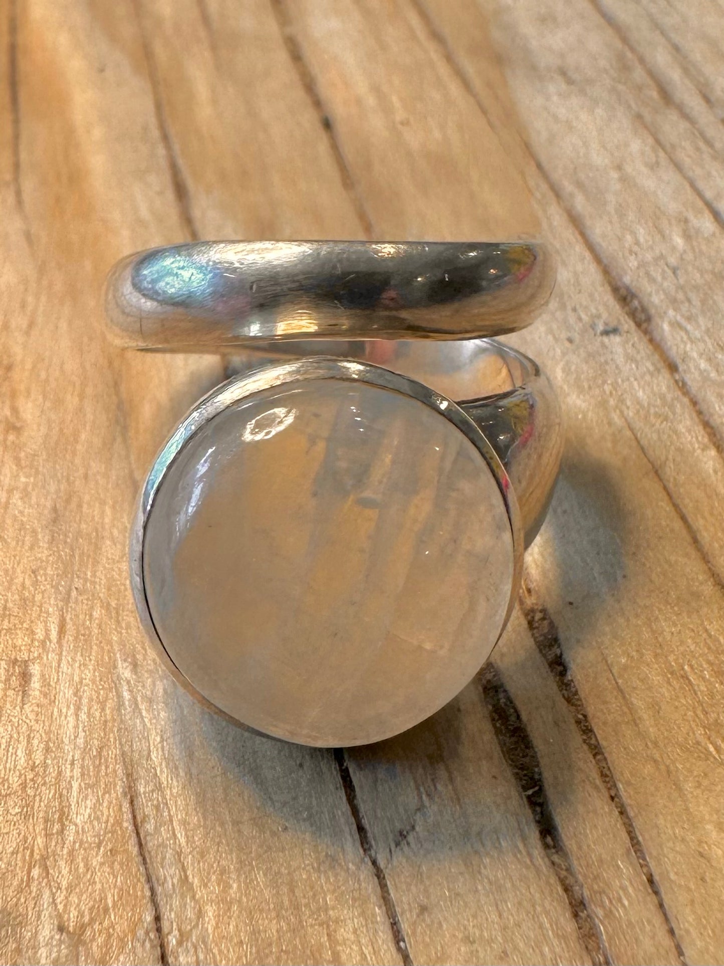 Abstract Moonstone Layer 925 Silver Size M Ring