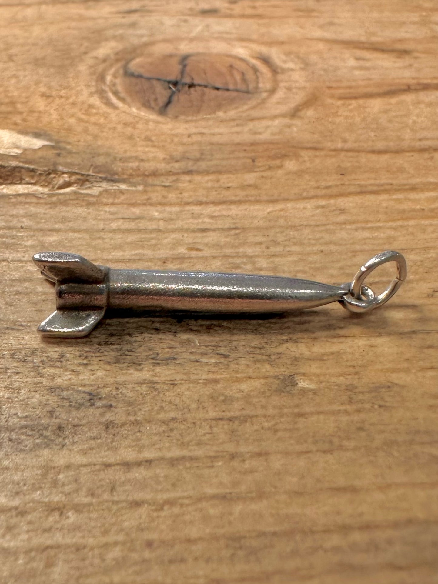 Vintage Rocket Spaceship 925 Silver Charm Pendant