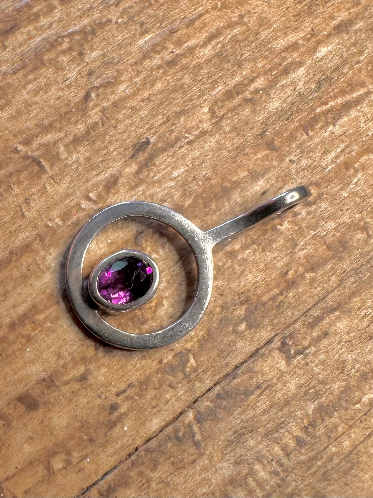 Amethyst 1981 Kreis 925 Sterlingsilber Anhänger