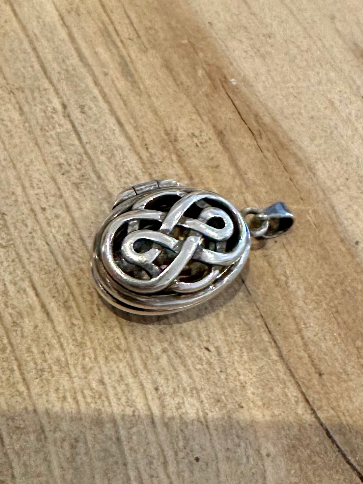 Vintage Celtic Oval Filigree 925 Silver Locket Pendant