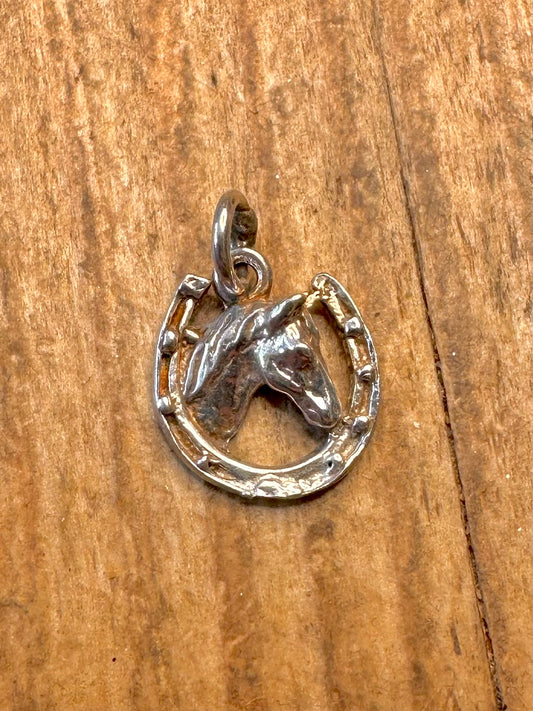 Horse Head and Shoe 925 Sterling Silver Pendant