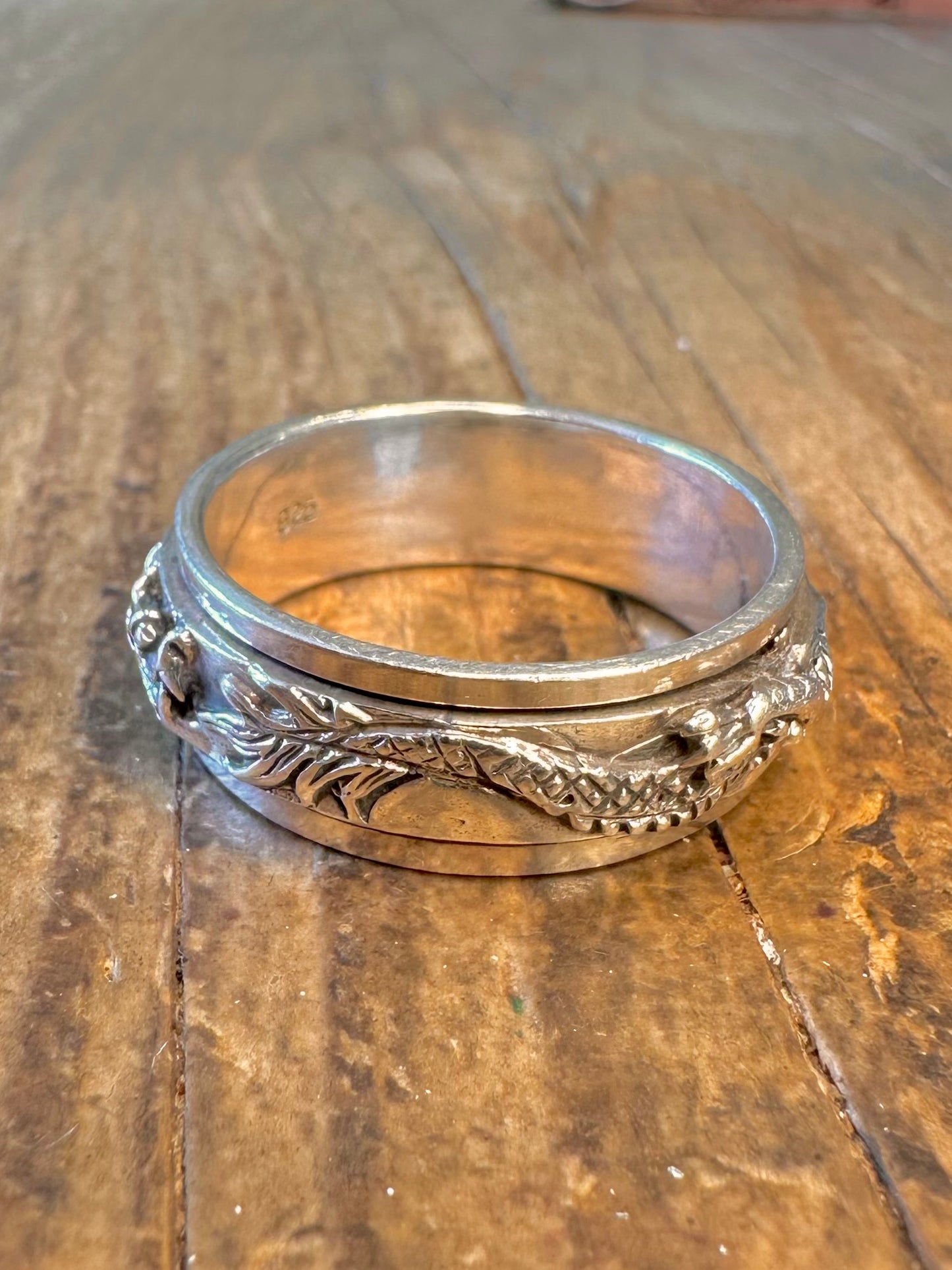 Dragon Spinner Band 925 Sterling Silver Size Z+2 1/2 Ring