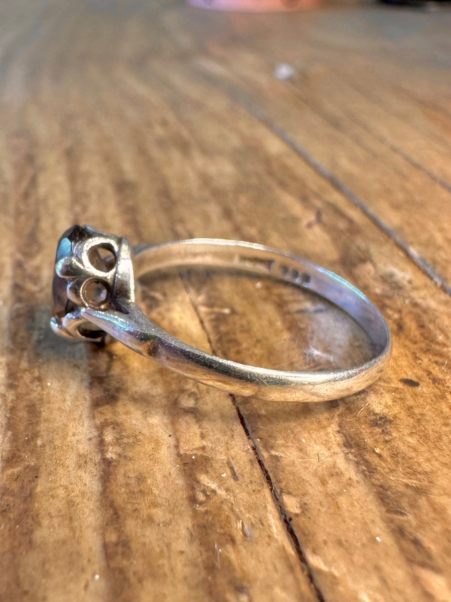 Smokey Quarts 1976 Edinburgh 925 Sterling Silber Ring Größe O1/2
