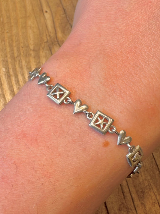 Armband Stern und Herz Glieder 925 Sterling Silber 18,3 cm