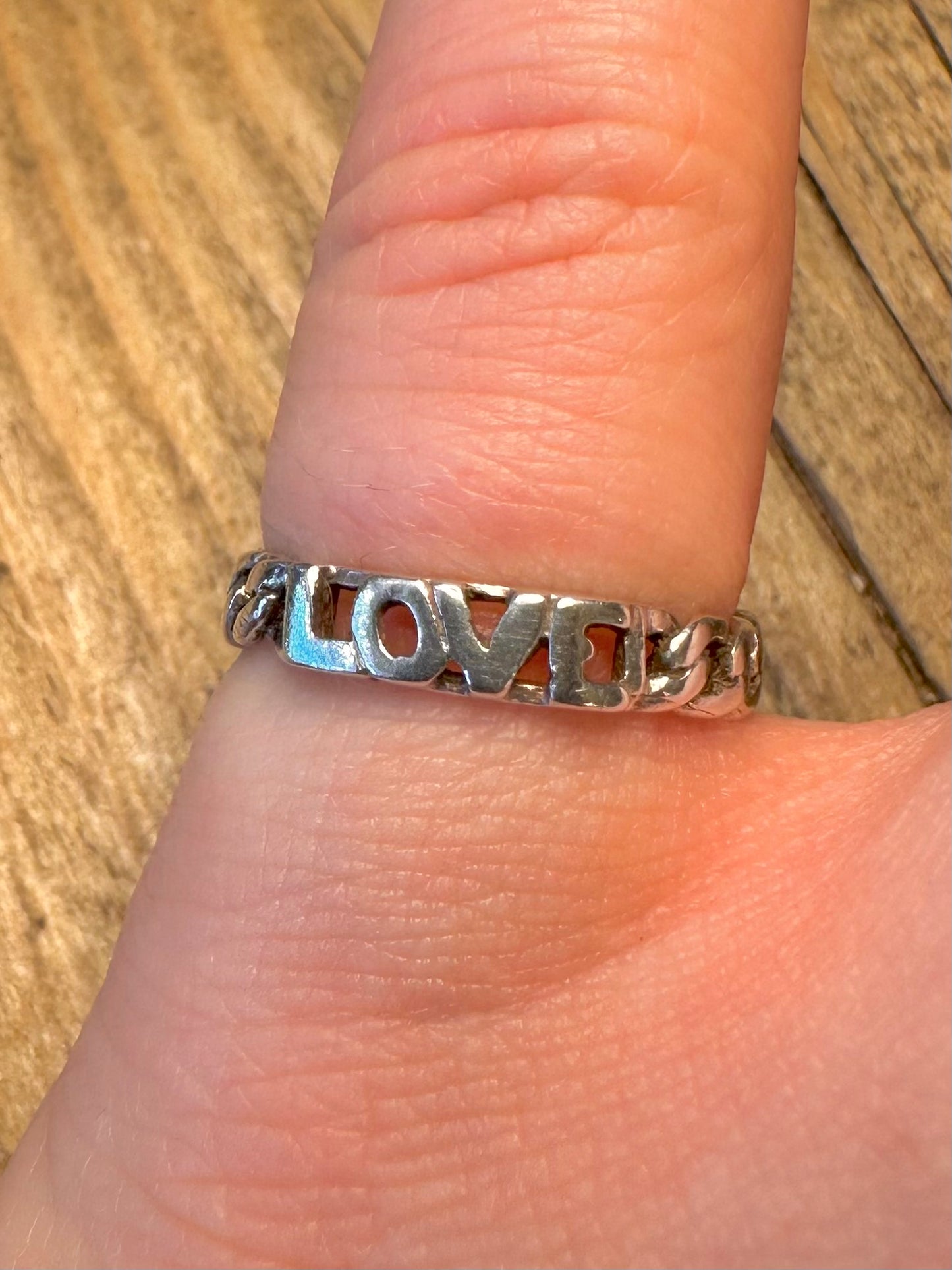 Love Chain Link Style 925 Sterling Silver Size L1/2 Ring