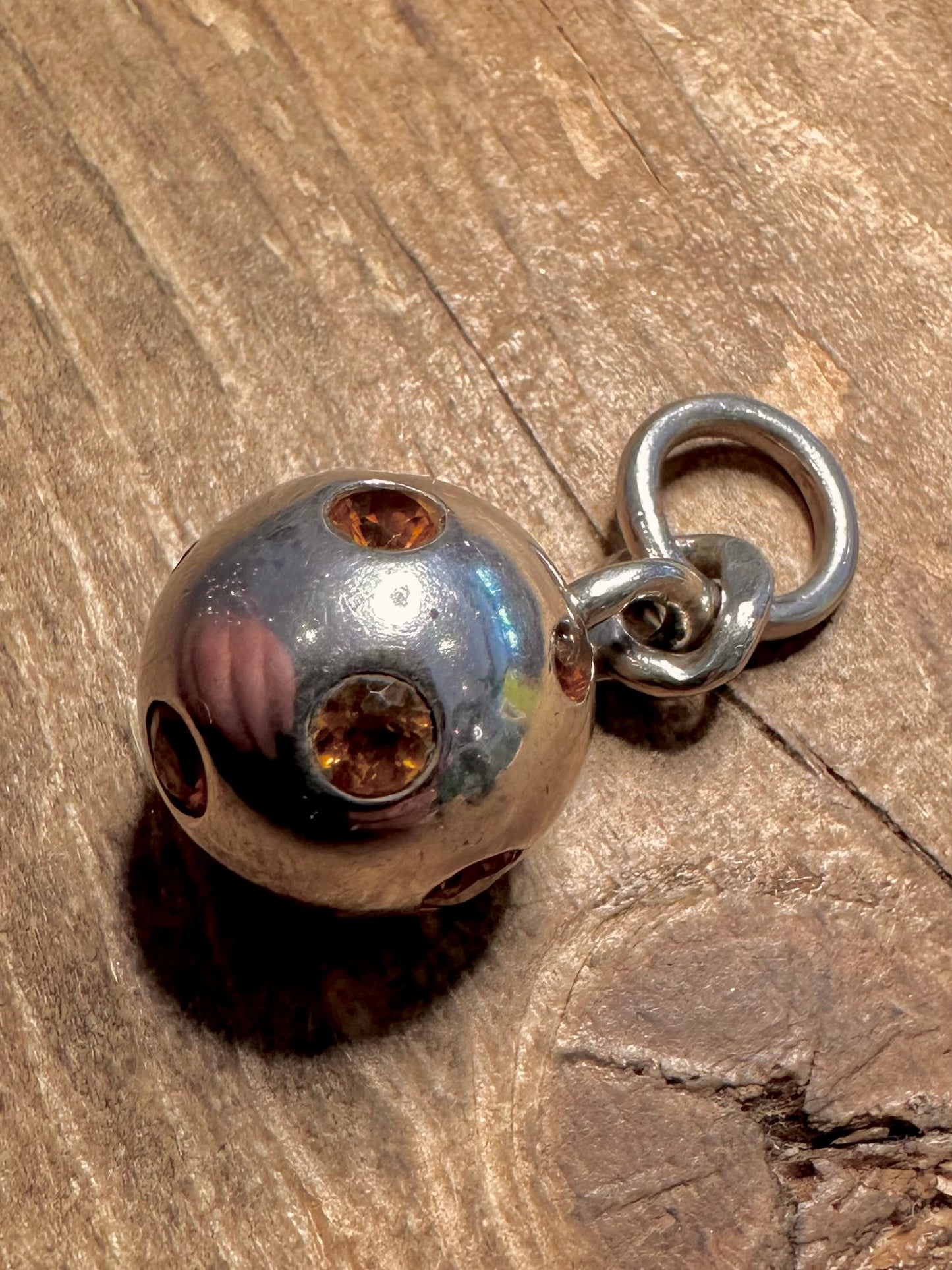 Modernist Citrine Ball 925 Silver Pendant