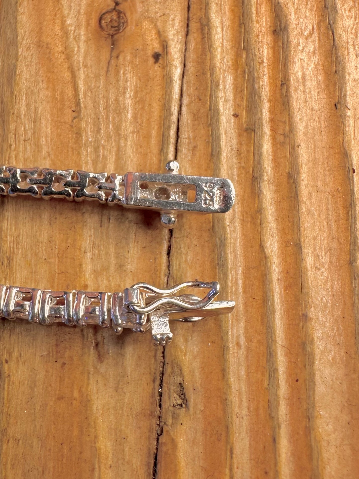 White CZ Stone Tennis Bracelet 925 Sterling Silver 7.2 inch Bracelet