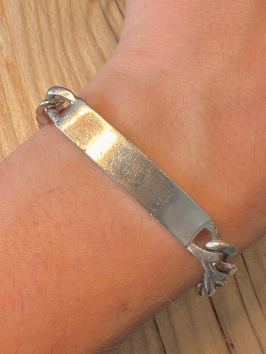 Vintage Identity Curb Chain 925 Silver 8.1 inch Bracelet