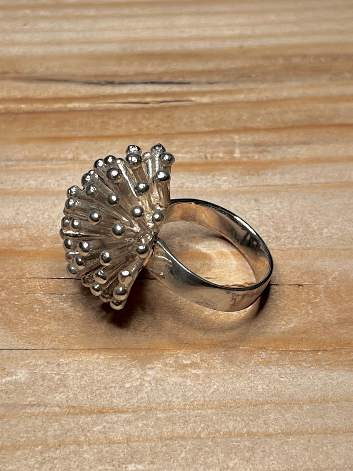 Modernist Starburst 925 Sterling Silver Size R Ring