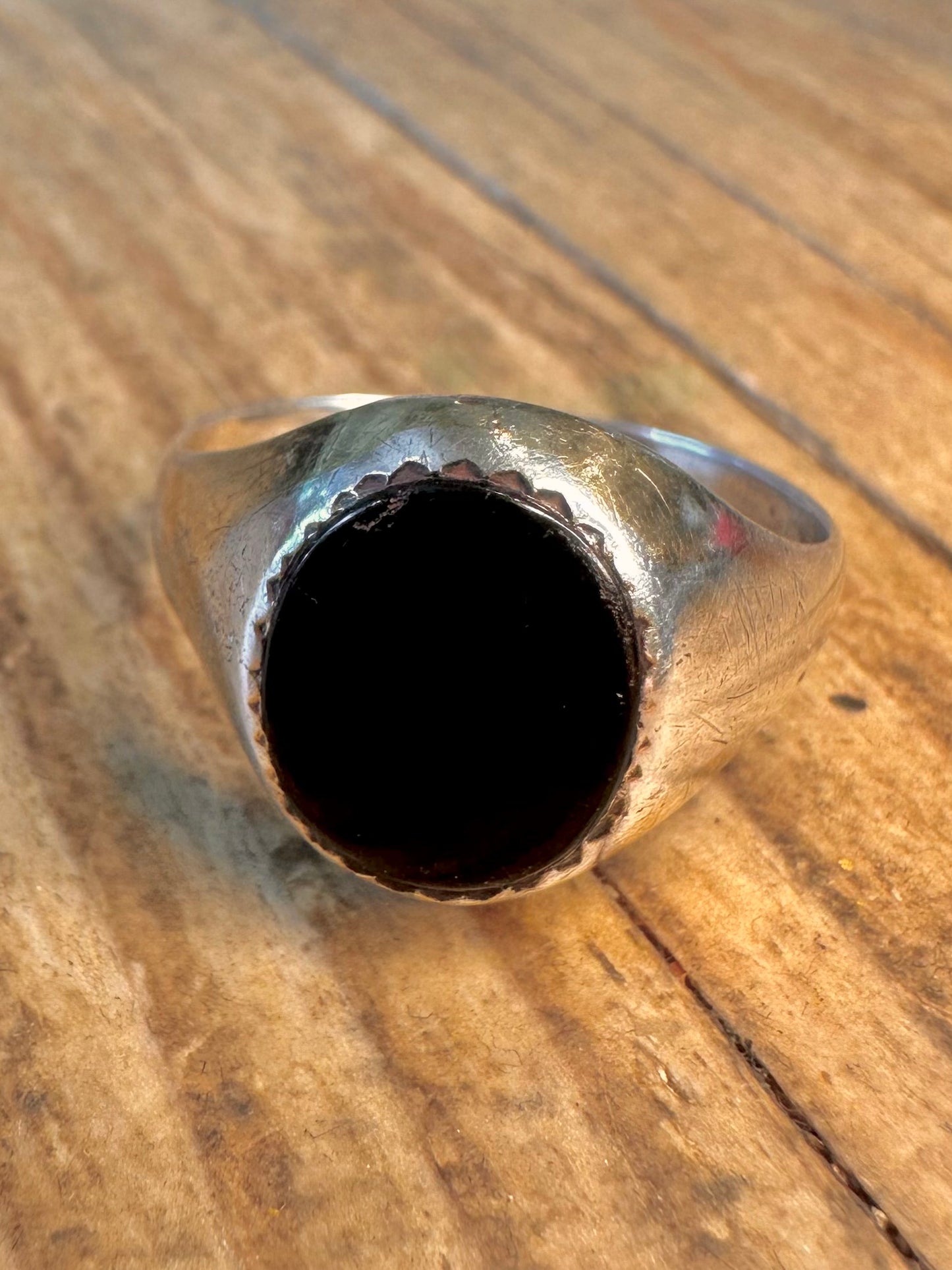Onyx Signet Gold on 925 Sterling Silver Size W Ring